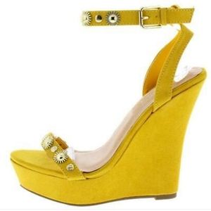 ShuShop Embellished Yellow Wedges